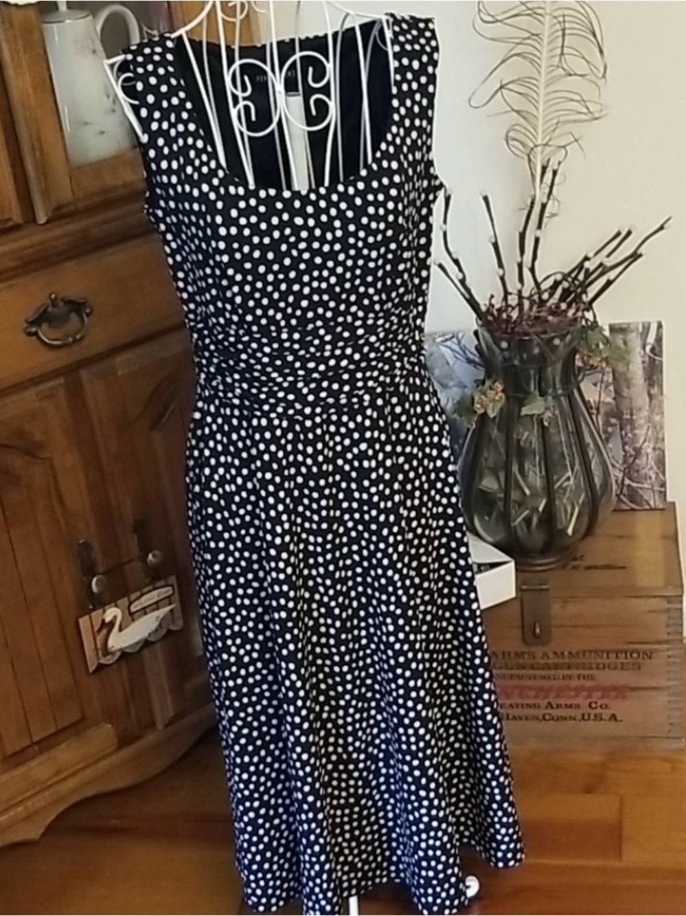 Black Timeless Polka Dot Midi Dress